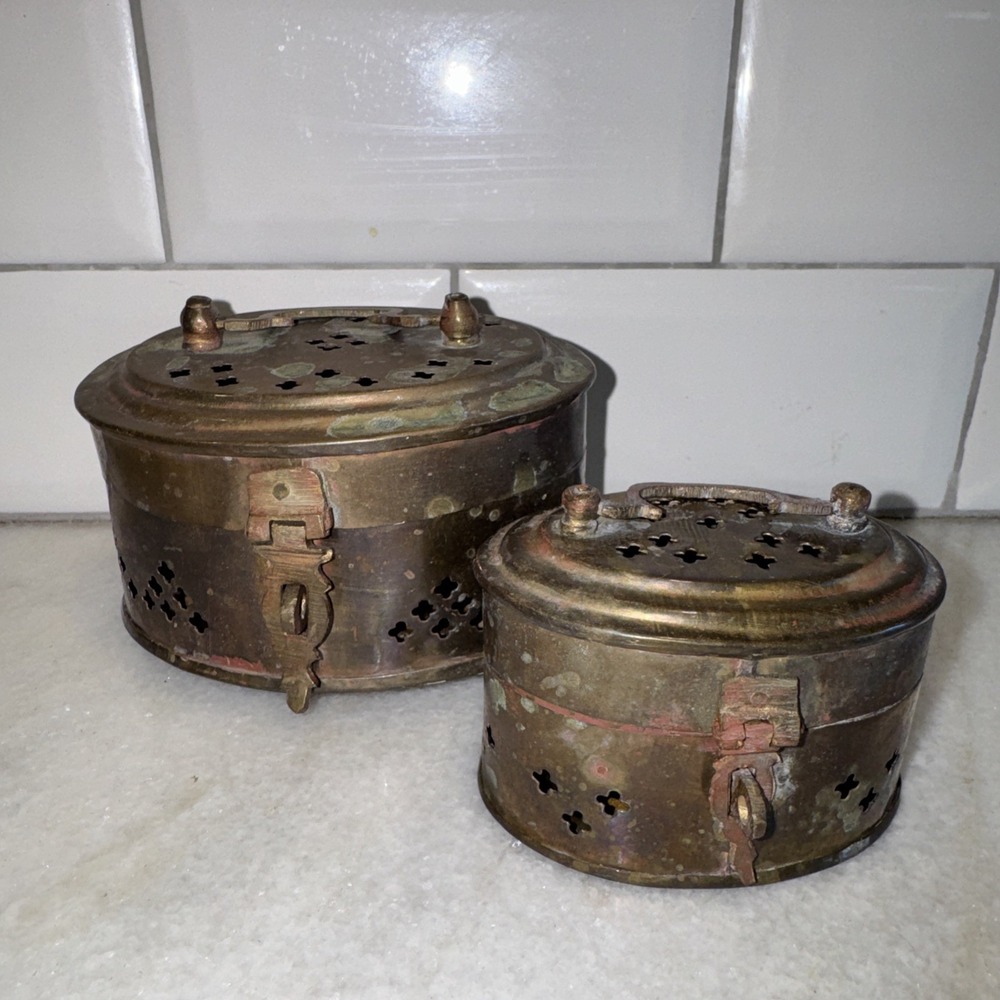 Set Of 2 Hinged Locking Cricket Box‎ Trinket VintageFB0001